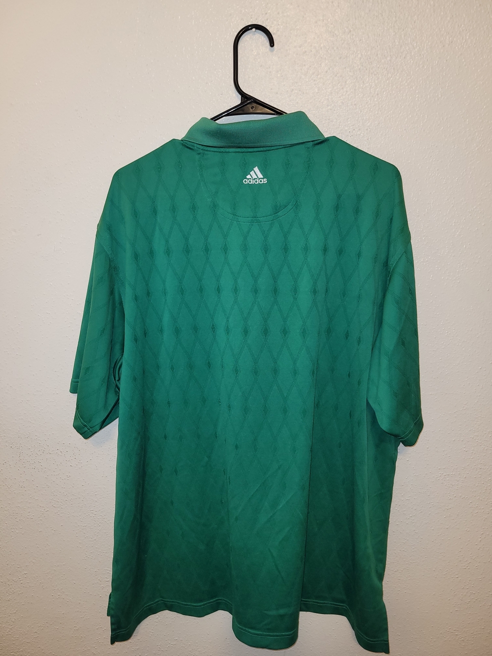 adidas ClimaCool Men's XL Green Diamond Jacquard Golf Polo Y2K - Picture 7 of 7